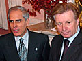 2. Л. Тягачев, председатель ОК России и М. Сиапанис с послом Греции.